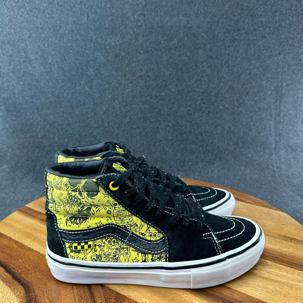 VANS Men's Sz 5 Sk8-Hi Skate SpongeBob SquarePants x Mike Gigliotti Black Yellow